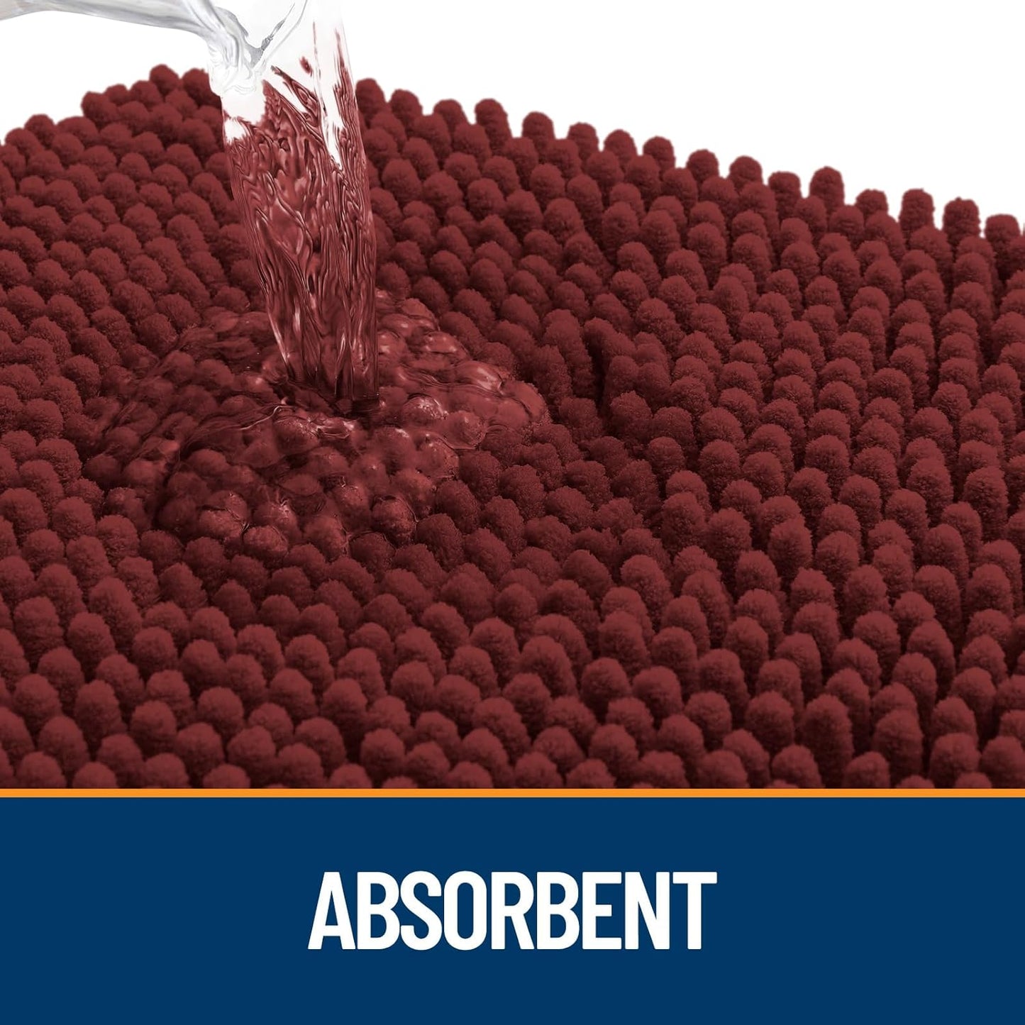 OLANLY Dog Door Mat - Absorbent Non-Slip Washable Doormat for Muddy Paws | 54x32, Quick Dry Chenille in Caramel Russet