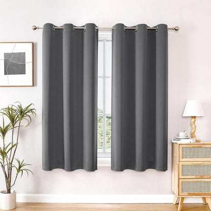 ChrisDowa Small Window Curtains - 40-Inch Grommet Thermal Insulated Room Darkening Panels, Grey (2-Pack)