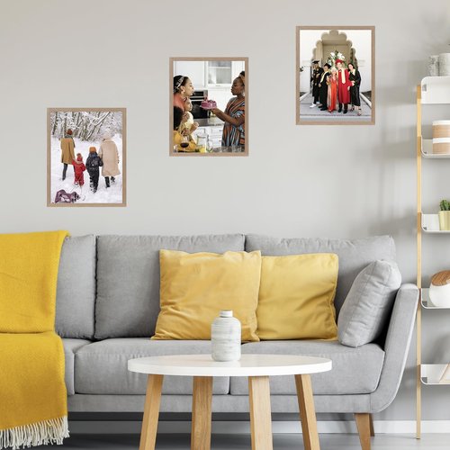 JCJMY 14x19 Picture Frame for Poster Photo Picture, Horizontal and Vertical Formats for Wall Hanging, 14 x 19 Wall Gallery Poster Photo Frame with Shatter Resistant Plexiglass, Rustic Brown