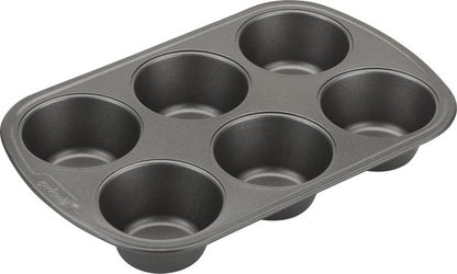 GoodCook Jumbo Texas Muffin Pan - Nonstick Steel, 6-Cup, Gray | Pack of 12