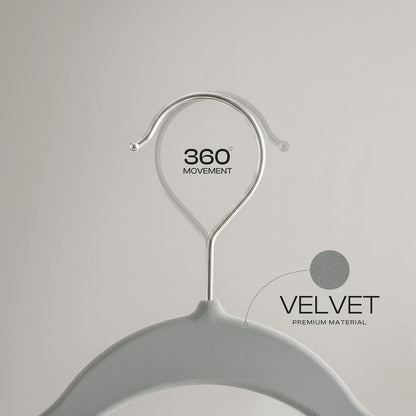 Utopia Home Velvet Hangers - 100 Pack Luxury Non-Slip Slim Coat & Pant Hangers | Grey with 360° Swivel Hook