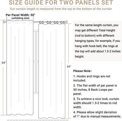 Skiennix 100% Blackout Linen Curtains - Thermal Insulated Drapes, 50" W x 80" L, Oatmeal | 2 Panels Set