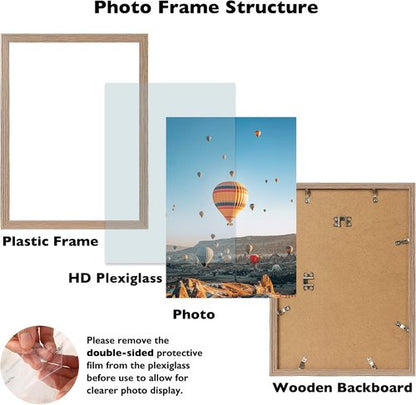 JCJMY 10x16 Rustic Brown Picture Frame - Durable Wall Mount for Horizontal or Vertical Display