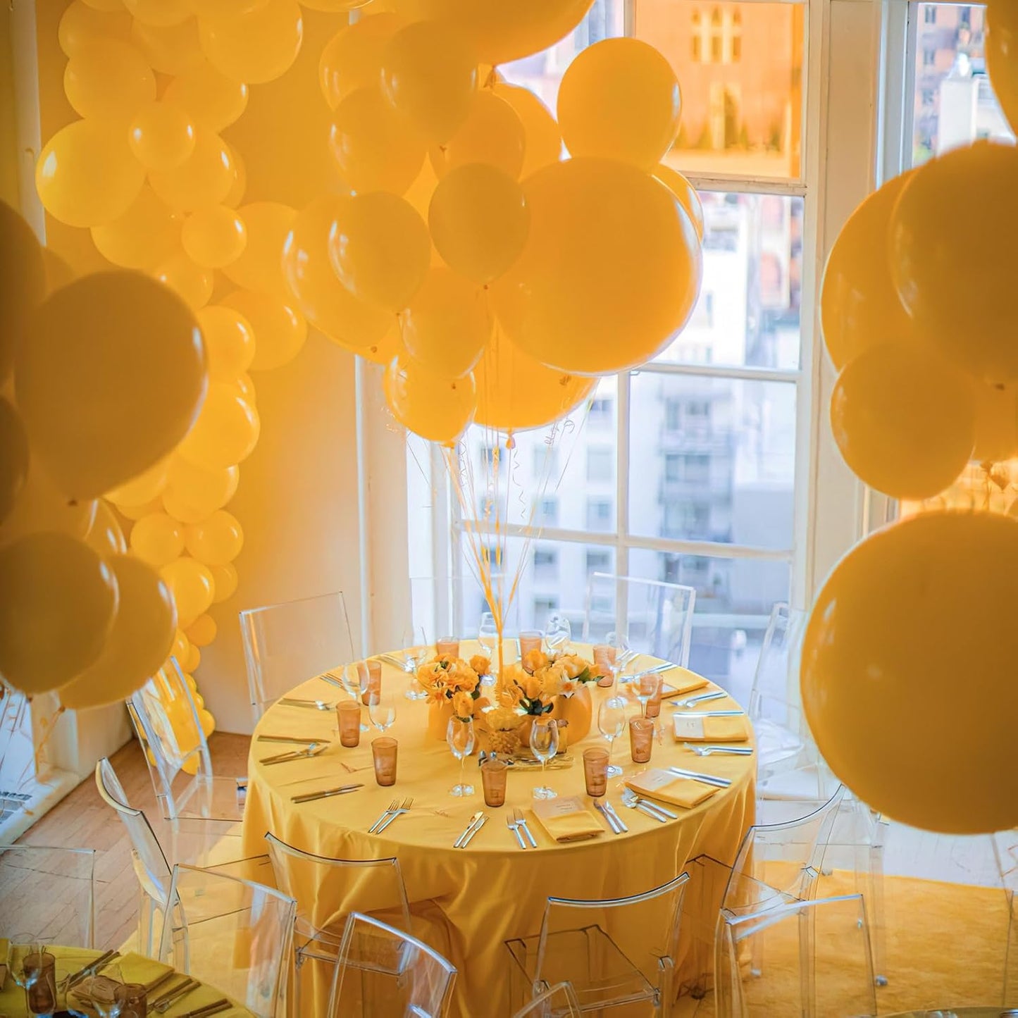 PartyWoo Mustard Yellow Balloons - 50pcs 12 Inch Fall Decorations for Birthday & Baby Showers