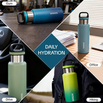 BJPKPK Insulated Water Bottle - 18oz Stainless Steel Flask with Handle | Double-Wall Vacuum, BPA-Free, Indigo Black