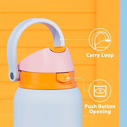 Meoky 40 Oz Insulated Water Bottle - Leak Proof, 2-in-1 Lid, Cold for 24 Hours, BPA-Free - Periwinkle