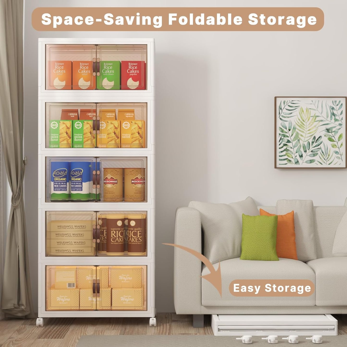 UAMFURI Extra Large Stackable Storage Bins - 600QT/30GAL | Foldable Organizers with Lids & Wheels
