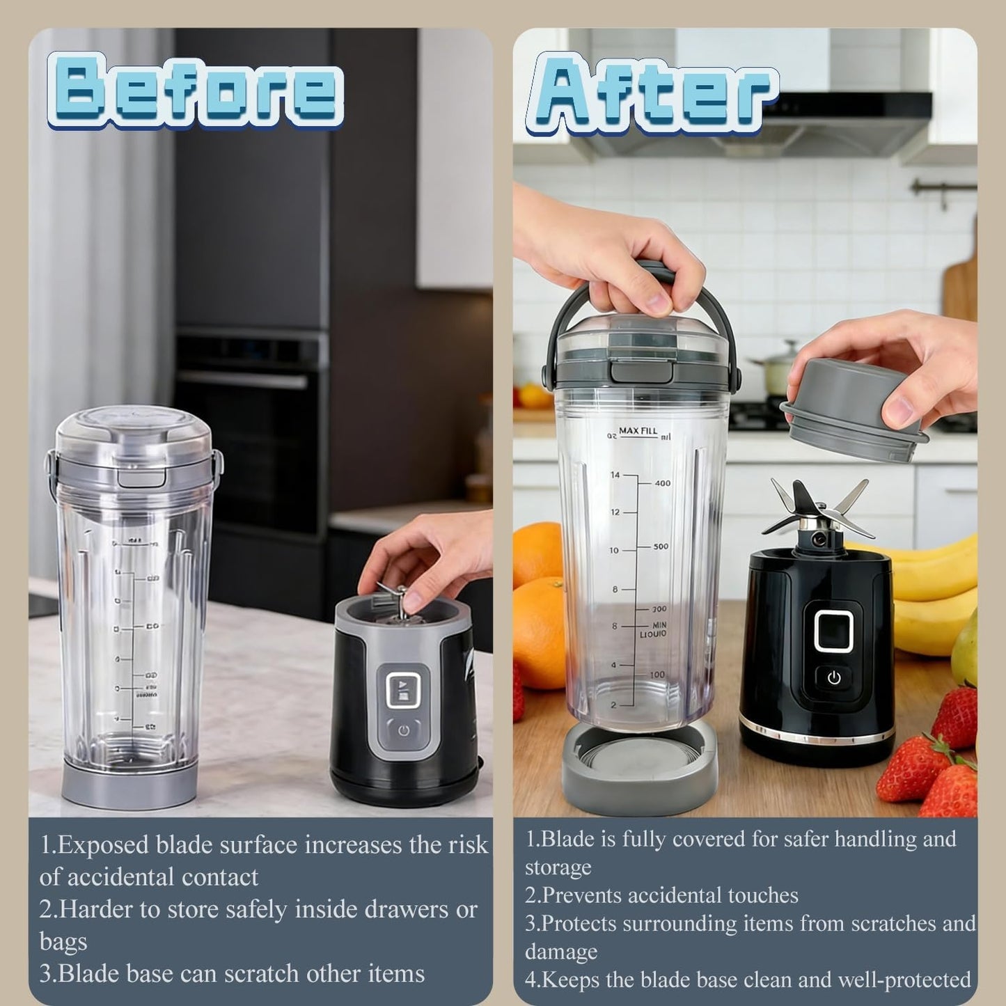 Ninja - Blade Cover and Vessel Cap Set - Leakproof Replacement Accessories for BC100 & BC151 | Dishwasher-Safe, Black
