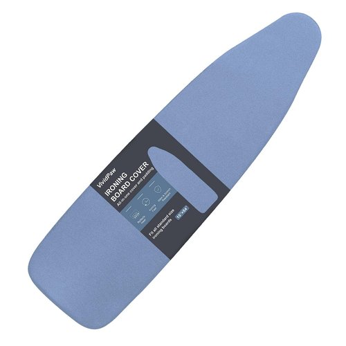 VividPaw Ironing Board Cover and Pad, Standard Size 15x54, Thick Padding, Elastic Edge, Silicone Coated, Resist Scorching, Adjustable Fastener, Heavy Duty Padded Iron Board Covers (Blue)
