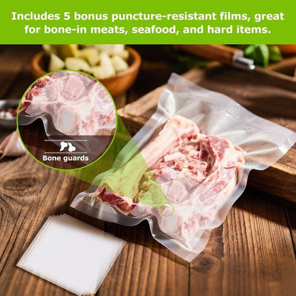 Bonsenkitchen Precut Vacuum Bags - Commercial Grade 100 Quart | BPA-Free, Thick Embossed 8" x 12" for Food Storage & Sous Vide Cooking