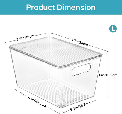 Vtopmart Clear Stackable Storage Bins - 10 Pack Large Plastic Containers with Lids for Kitchen & Pantry Organization