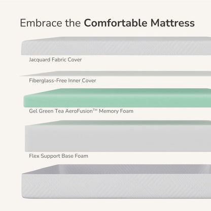 MLILY Queen Mattress in a Box, 8 inch Mattresses for Platform Bed Double Size Daybed, Green Tea Memory Foam Medium Firm