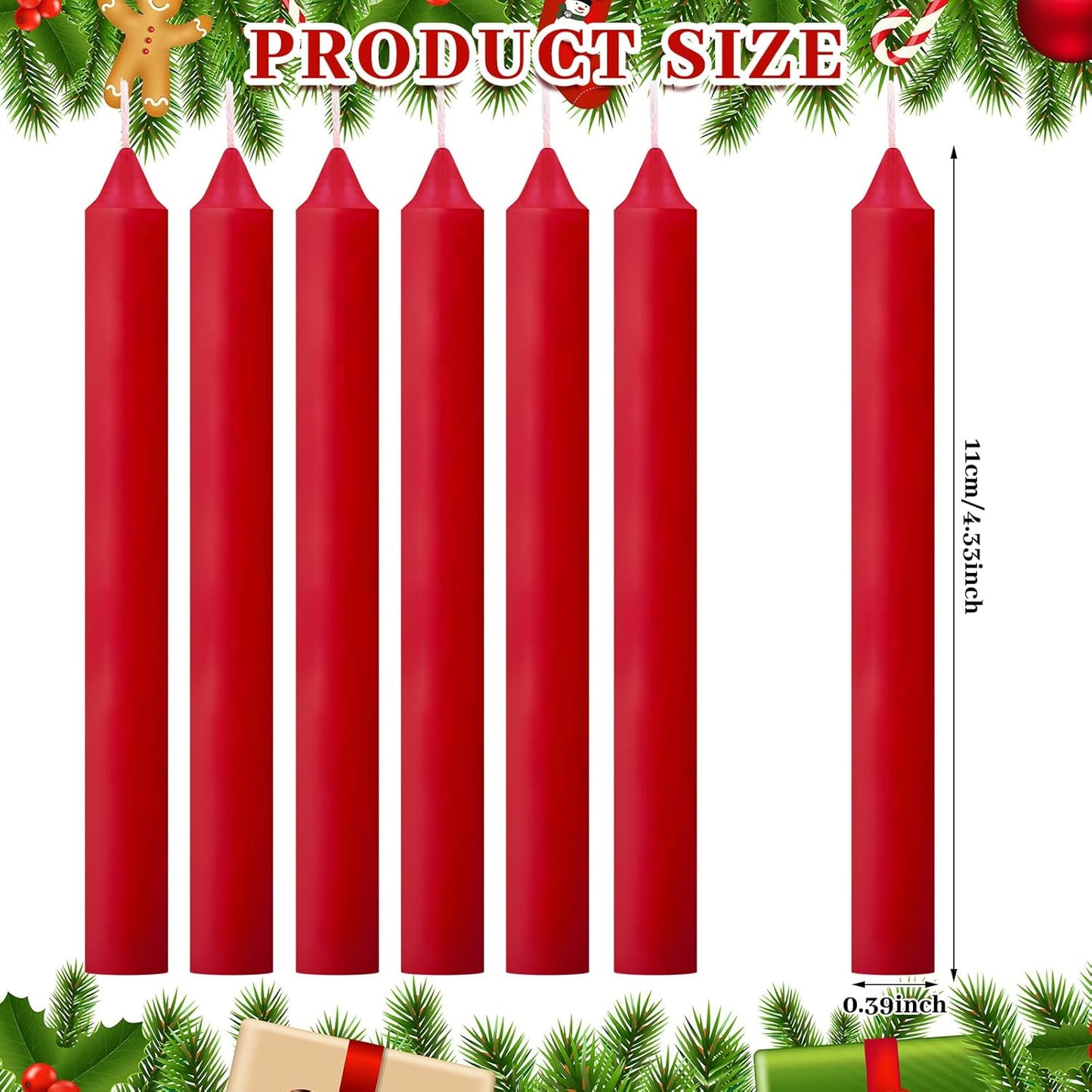 Skiennix 36 Pcs Mini Pyramid Candles - Festive Christmas Tree Decorations | 4 Inch x 0.5 Inch Red