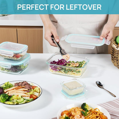 Vtopmart Glass Storage Containers - 8 Pack & Overnight Oats Jars - Durable, BPA-Free Design