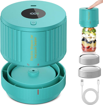 Skiennix Electric Mason Jar Vacuum Sealer Kit - Black & Green for Fresh Food Storage