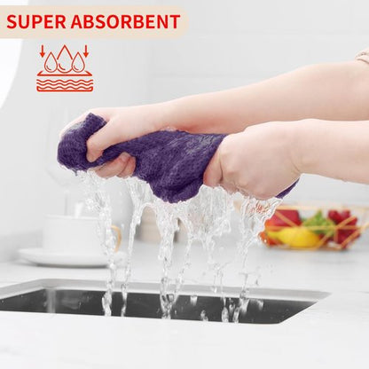 Homaxy 100% Cotton Waffle Weave Kitchen Dish Towels - Ultra Soft & Absorbent | 13 x 28 Inches, 6-Pack, Eggplant