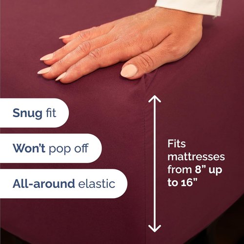 Comfy Twin Size 3 Piece Sheet Set by [Brand Name] - Breathable Cooling Bed Sheets - Ultra-Soft, Deep Pockets, Wrinkle-Free - Oeko-Tex Certified - Burgundy