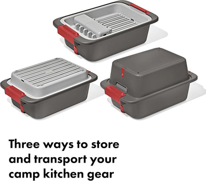 OXO Outdoor Wash, Dry & Stow System - Compact & Efficient Cleaning Solution for Camping | Portable Design