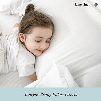 LANE LINEN Bed Pillows Queen Size Set of 2 - Medium Soft Support Gusseted Queen Pillows, Down Alternative Sleeping Pillow for Side Sleepers, Machine Washable, Comfortable for Restful Sleep - White