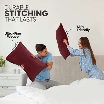 Utopia Bedding Queen Pillow Cases - 2 Pack - Envelope Closure - Soft Brushed Microfiber Fabric - Shrinkage and Fade Resistant Pillow Covers Queen Size 20 X 30 Inches (Queen, Burgundy)