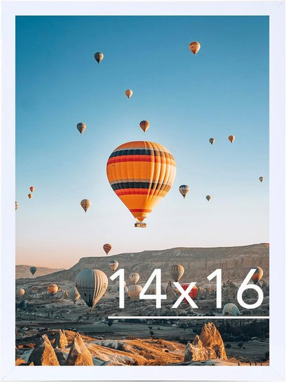 JCJMY 14x16 Picture Frame - Versatile White Frame for Horizontal & Vertical Wall Displays