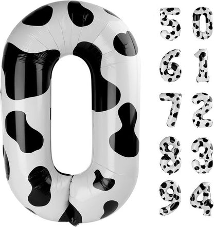 Farm Birthday Decorations - Skiennix 40-Inch Cow Print Number Balloon 0 - Perfect for Girls' Parties