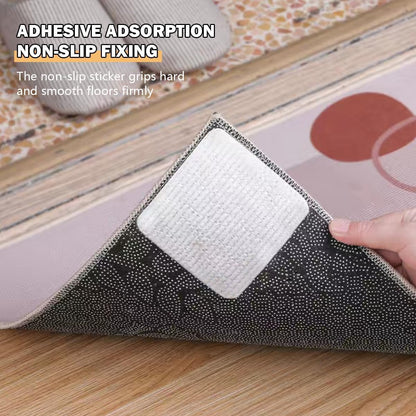 Skiennix Non-Slip Rug Pad Grippers - 4PCS Double-Sided Carpet Corner Stickers for Hardwood & Tile Floors