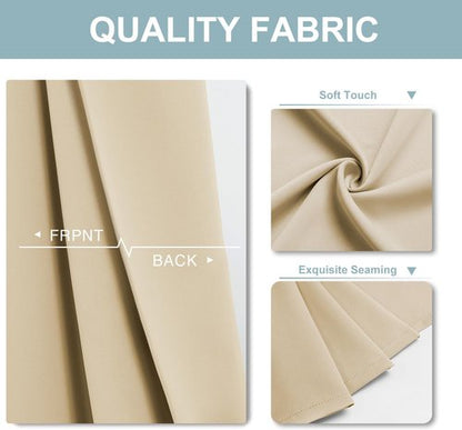 ChrisDowa Blackout Curtains - Thermal Insulated Room Darkening Panels, 108 Inches Long, Biscotti Beige (Set of 2)