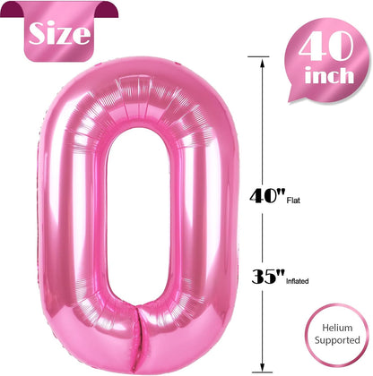 Pink Number Balloon | 40-Inch 0 Balloon for Birthday Celebrations - Perfect Party Decoration