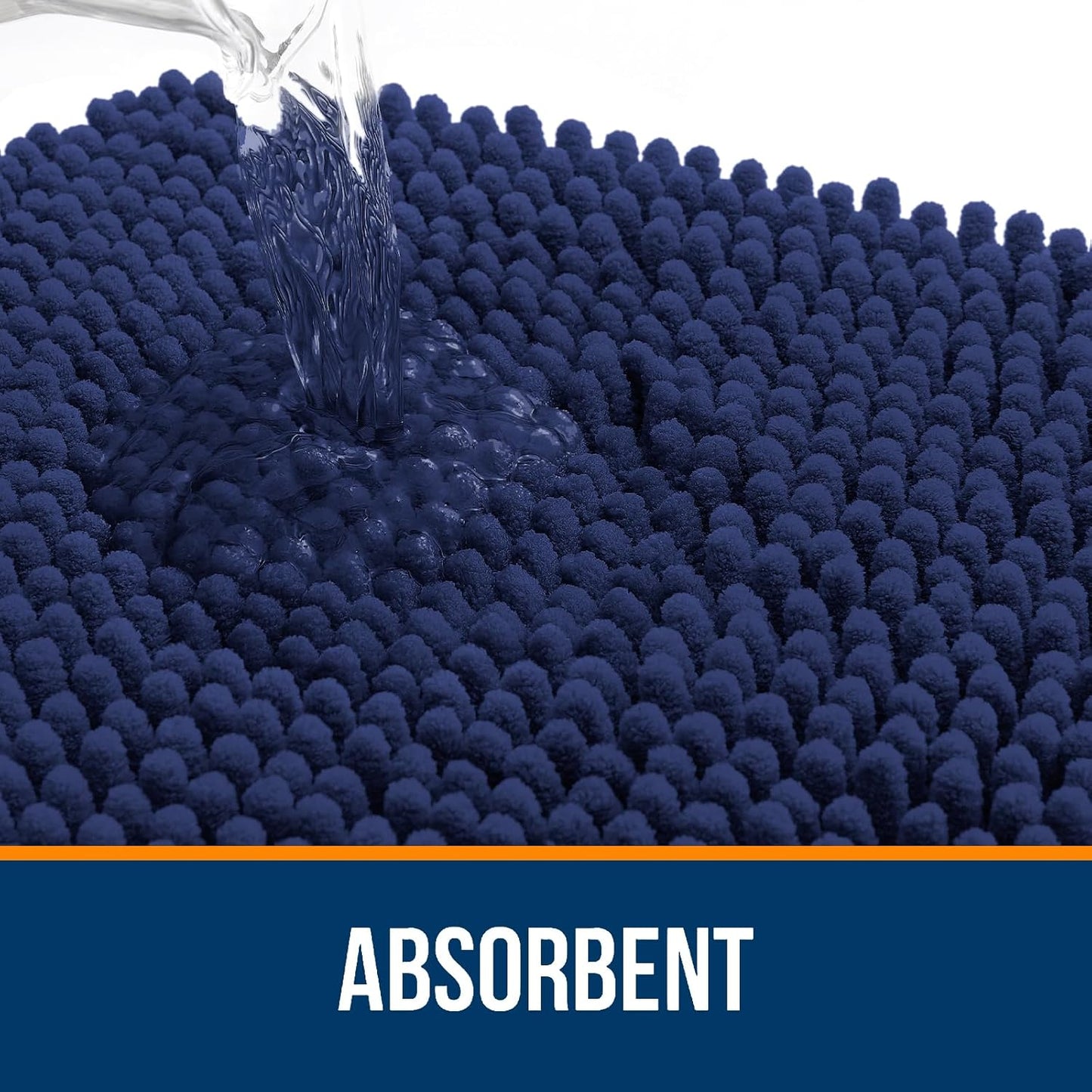 OLANLY Large Bath Rugs - Soft Absorbent Chenille with Rubber Backing | Quick Dry, Machine Washable, 70x46, Twilight Sapphire