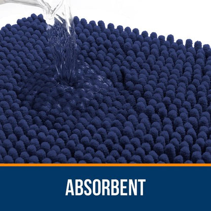 OLANLY Bathroom Rugs 47x24, Extra Soft Absorbent Chenille Bath Rugs, Rubber Backing Quick Dry, Machine Washable Bath Mats for Bathroom Floor, Tub and Shower, Home Decor Accessories, Twilight Sapphire