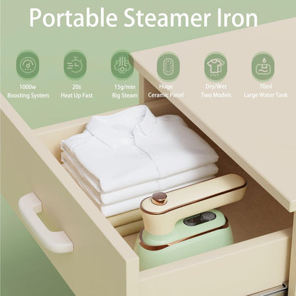 UltLegCreX Portable Travel Steamer for Clothes,800-1150w Foldable Clothes Steamer and Iron,Fast Heat Up,180° Rotatable Handle,Powerful Wrinkle Remover for Home & Travel,Large Ceramic Heat Panel
