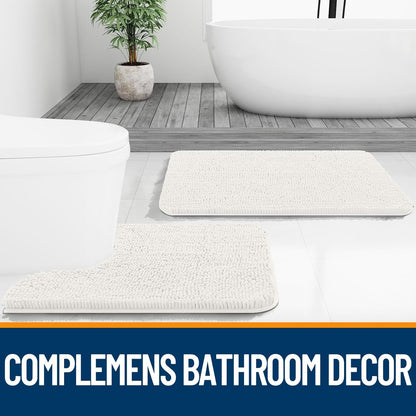 OLANLY Large Bath Rugs - Extra Soft Chenille, Quick Dry & Machine Washable | 50x30, Ivory