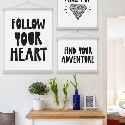Benjia Magnetic Poster Hanger - 20" Wooden Frame for Canvas Art & Map Display (Grey)