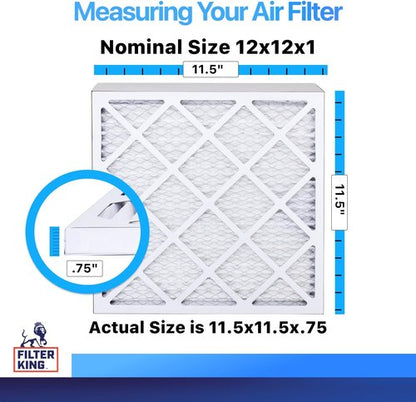 Filter King 12x12x1 Air Filter - MERV 8 Dust & Allergy Control | 4-Pack Pleated Electrostatic Filters