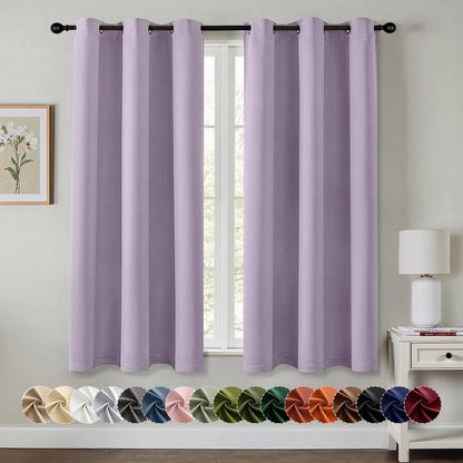 MIULEE Lilac Blackout Curtains - Thermal Insulated Room Darkening Drapes | 45-Inch Grommet Panels (2)