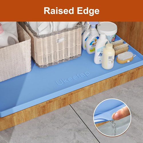 Extra Thick Silicone Mat - Waterproof Under Sink Mat for Kitchen & Bathroom | 22" x 19" - Blue