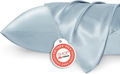 Bedsure Satin Pillowcase Set of 2 - Celestial Blue Silky Pillow Covers for Hair & Skin | 20x36 Inches, Envelope Closure