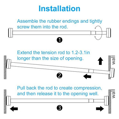 TEECK Shower Curtain Rod, 40-73 inch Adjustable Tension Spring, Premium Stainless Steel, Anti-Slip, No Drilling, No Rust, Never Collapse, for Bathroom, Easy to use