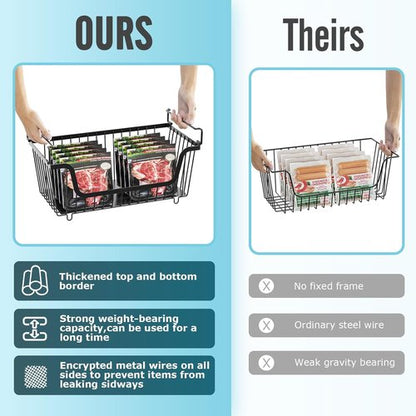 GAOKASE Stackable Wire Baskets - Versatile Kitchen Storage for Fruits & Vegetables | Black, 4 Pcs