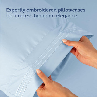 Queen Size 4-Piece Sheet Set | Skiennix Comfy Breathable Cooling Bed Sheets - Ultra-Soft, Deep Pockets, Sky Blue