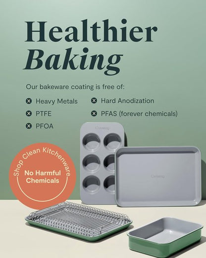 Caraway Mini Bakeware Set - Non-Stick, Non-Toxic Ceramic Coating - Compact Pans for Small Kitchens - Sage