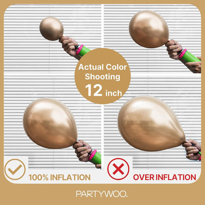 PartyWoo Metallic Gold Balloons - 101pcs 12 Inch Chrome Latex Helium Balloons for Celebrations