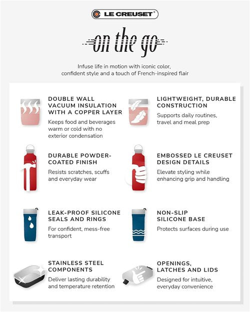 Le Creuset Stainless Steel Water Bottle - 16 oz. | Stylish Shell Pink Design