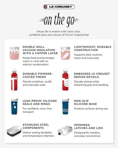 Le Creuset Stainless Steel Water Bottle - 16 oz. | Stylish Shell Pink Design