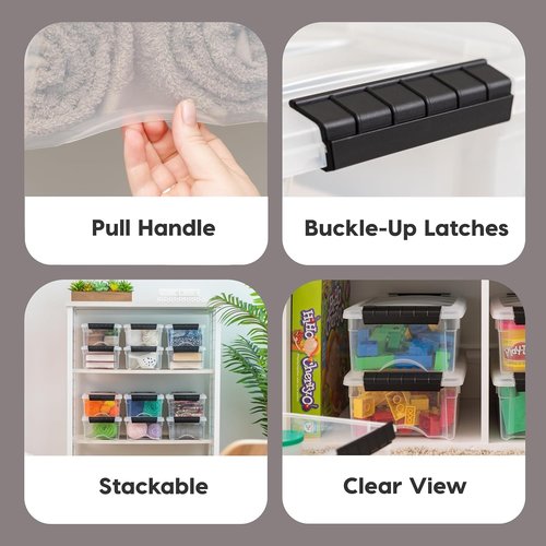 IRIS USA 6-Pack Storage Bins - Stackable 6 Quart Organizing Solution with Lids | Durable BPA-Free Plastic