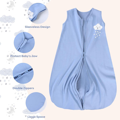 Yoofoss Baby Sleep Sack - 100% Organic Cotton Wearable Blanket | 2-Way Zipper, 12-18 Months, 3 Pack