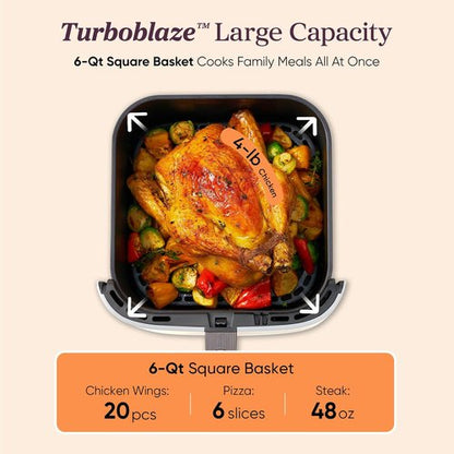 Cosori 9-in-1 TurboBlaze Air Fryer - Smart Control, 6 Qt, Precise Heating & Shake Reminders - Cream
