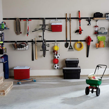 Rubbermaid Garage Hook Organizers - Powder Coated Metallic for Ladders, Tools & Bikes | 6 Pack