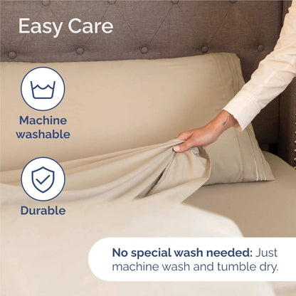 Skiennix Twin XL Sheet Set - Comfy Cooling Bed Sheets | Ultra-Soft, Deep Pockets, Wrinkle-Free - Cream